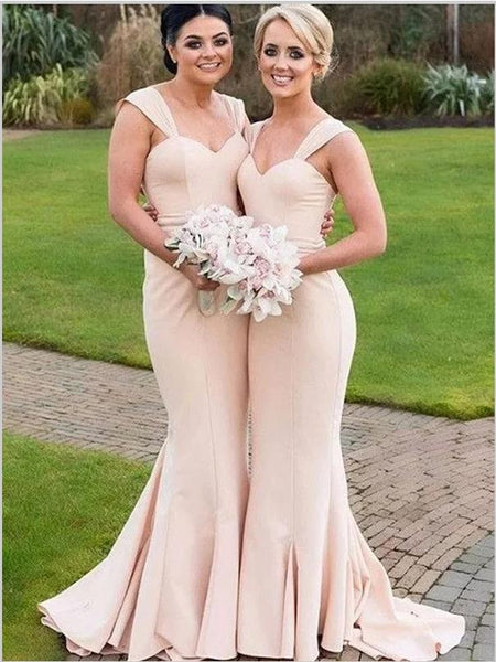 Mermaid Sleeveless Satin Bridesmaid Dresses Floor Length