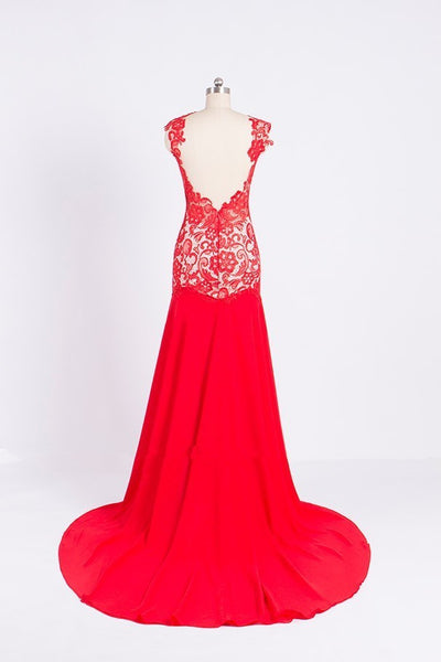 Floor Length Prom Dresses,Red Prom Dress,Evening Dress