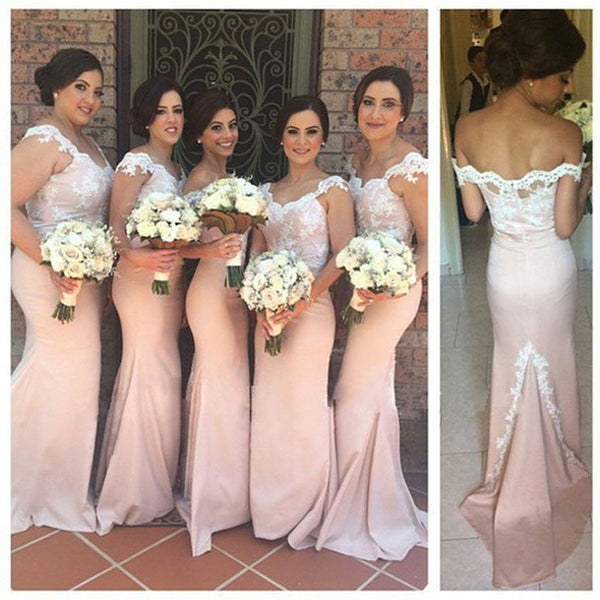 Pink Bridesmaid Dresses,Lace Prom Dress,Mermaid Evening Dress