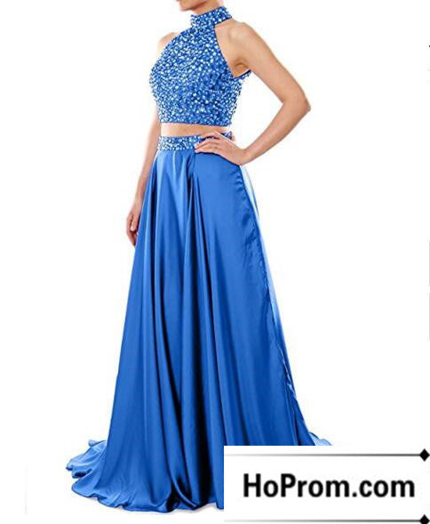 Two Piece A-Line Beading Prom Dress Evening Dresses