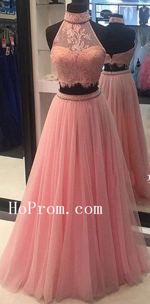 High Neck Prom Dresses,A-Line Tulle Prom Dress,Evening Dress