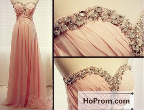 Sweetheart A-Line Long Chiffon Prom Dresses Homecoming Dresses