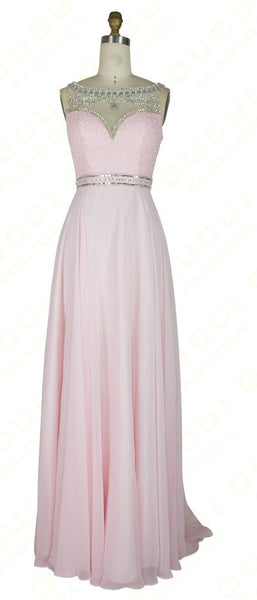 Pink Prom Dresses,Backless Prom Dress,A-Line Evening Dress