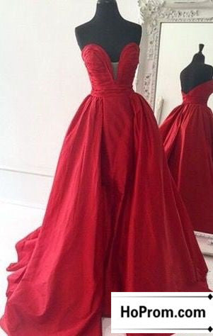 Strapless Red A-Line Prom Dress Evening Dresses