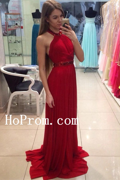 Halter Prom Dresses,Long Prom Dress,RedEvening Dress