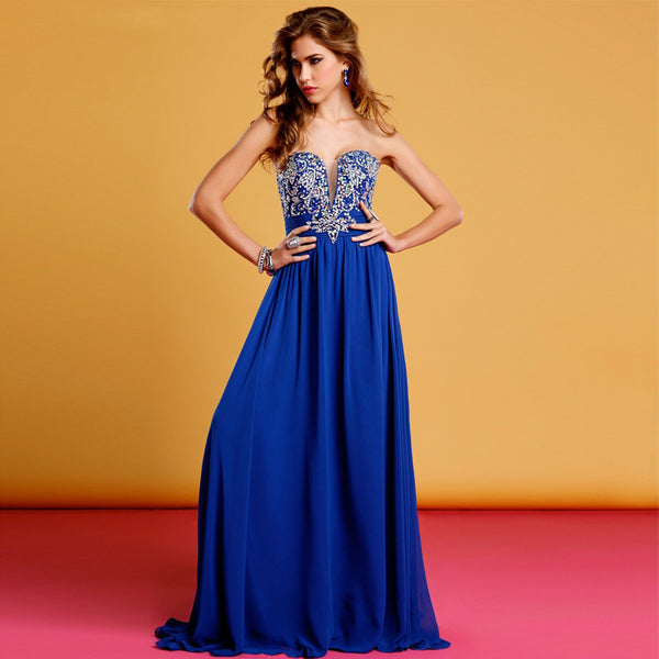 Sweetheart Prom Dresses,Strapless Prom Dress,Blue Evening Dress