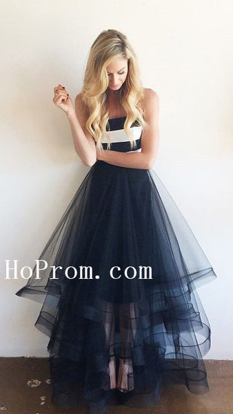 Tulle Chiffon Prom Dresses,Black Prom Dress,Evening Dress